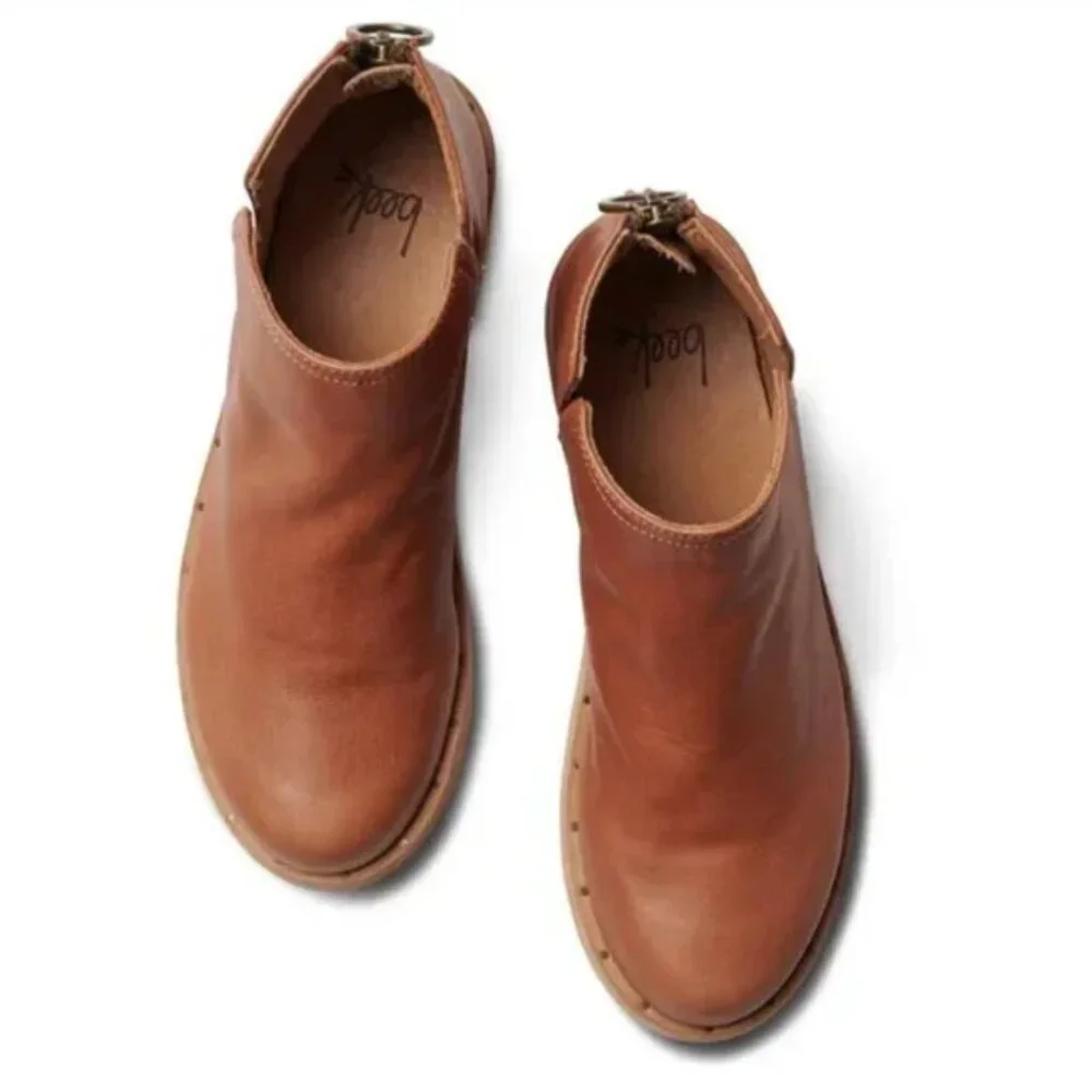 Beek Falcon Leather Cognac Zip up Ankle Boots